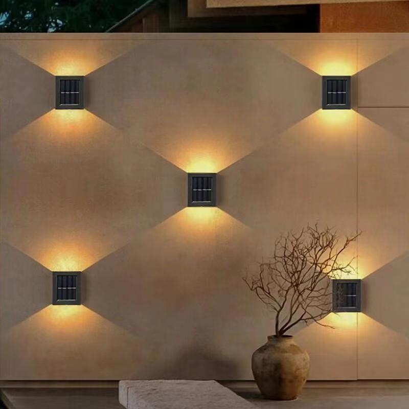 Solar Panel Powered LED Wall Lights for Outdoor