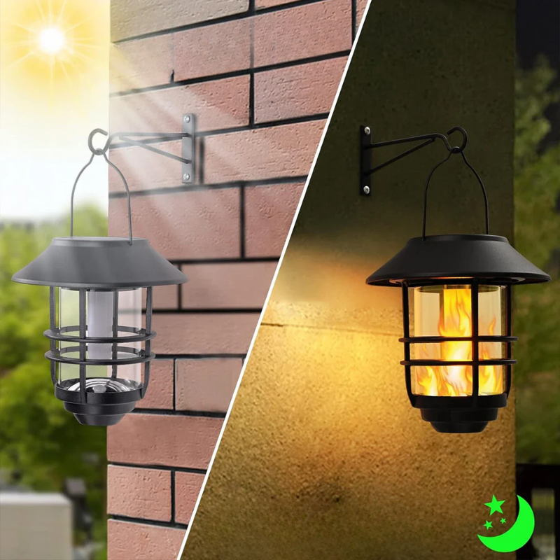 Solar Flame Wall Lanterns with Flickering Flame Effect