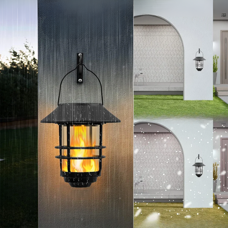 Solar Flame Wall Lanterns with Flickering Flame Effect