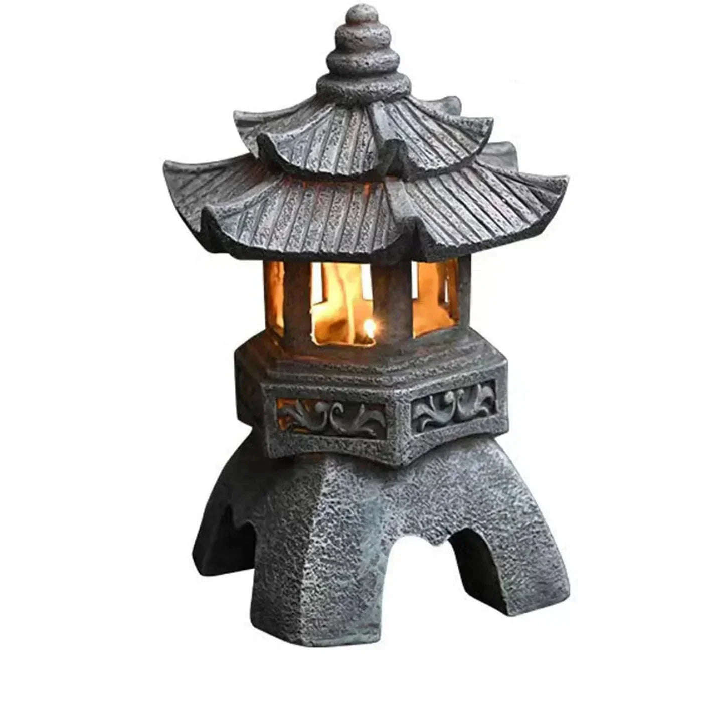 Japanese-Style Solar Pagoda Garden Lantern