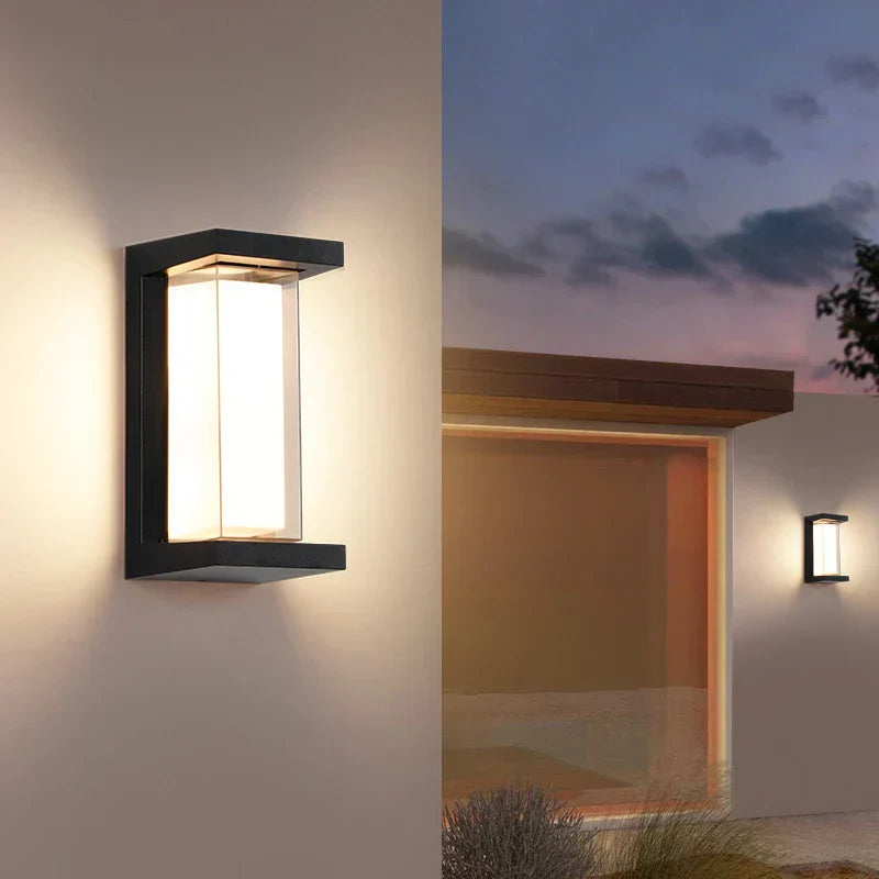 Outdoor Wall Light with Double Layer Lampshade