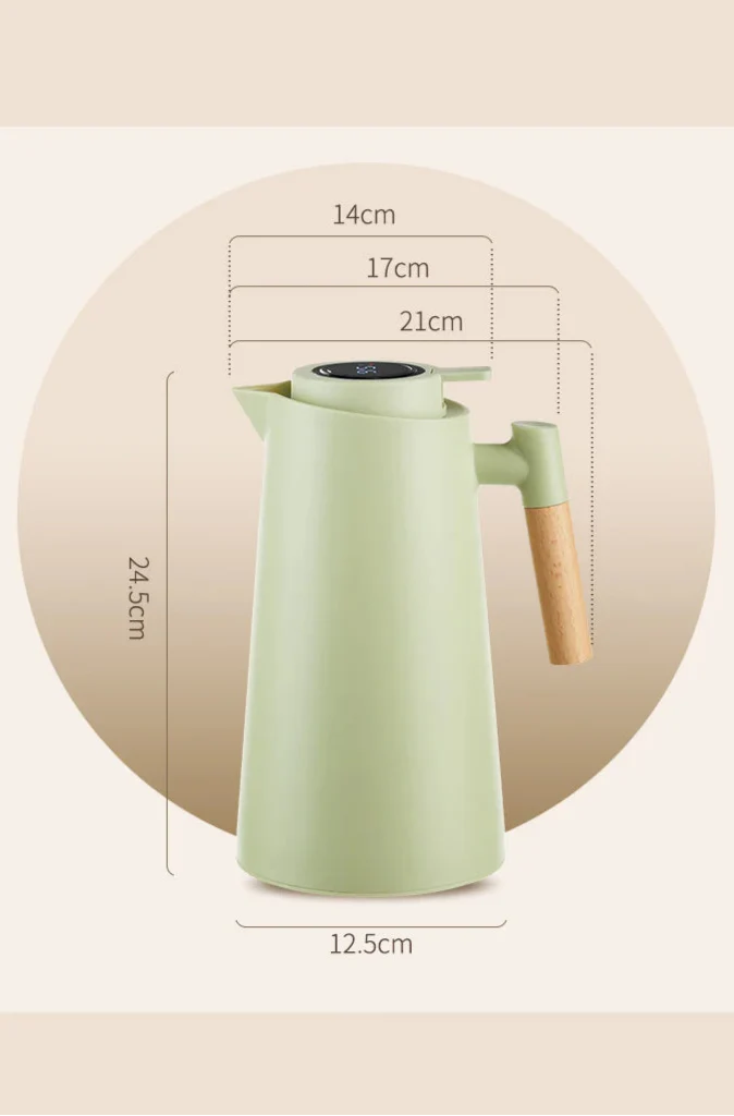 Thermal Jug with Temperature Display and Wooden Handle