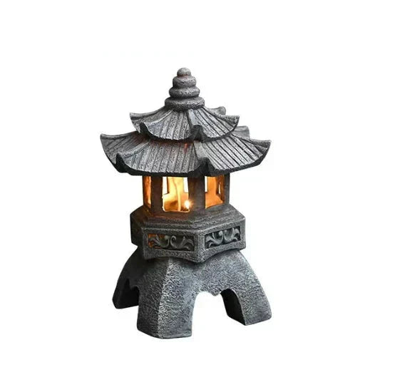 Japanese-Style Solar Pagoda Garden Lantern