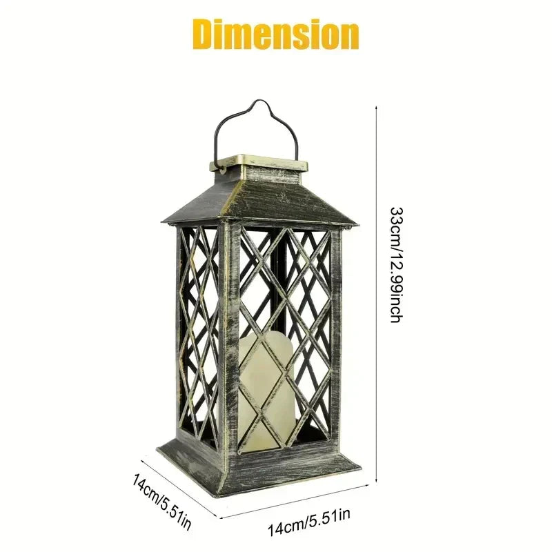 Vintage Solar-Powered Garden Lantern with Flickering LED Candle