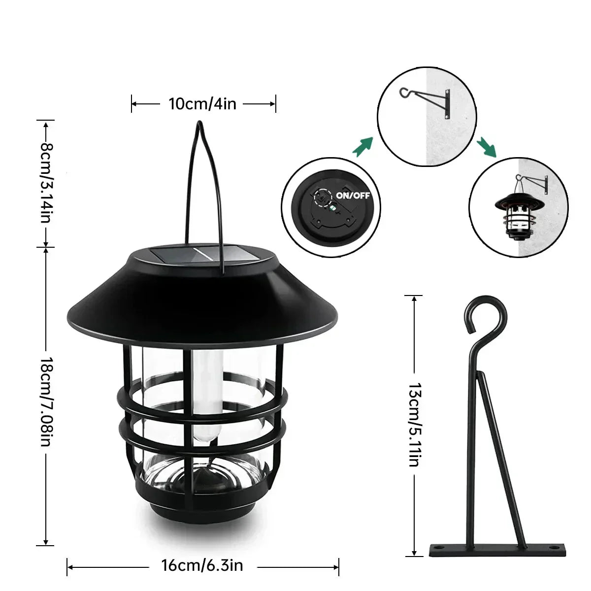 Solar Flame Wall Lanterns with Flickering Flame Effect