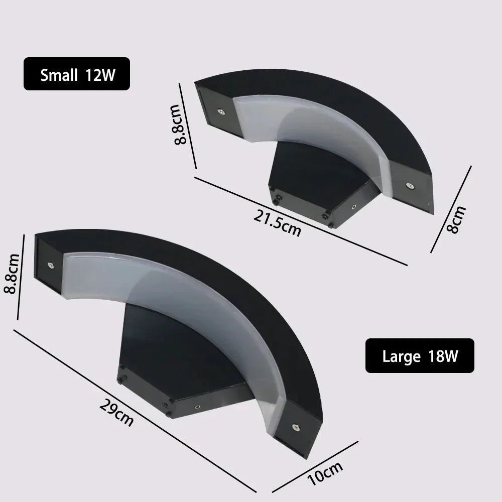 ArcSense Motion Sensor Outdoor Wall Light - Modern Curved LED Lamp