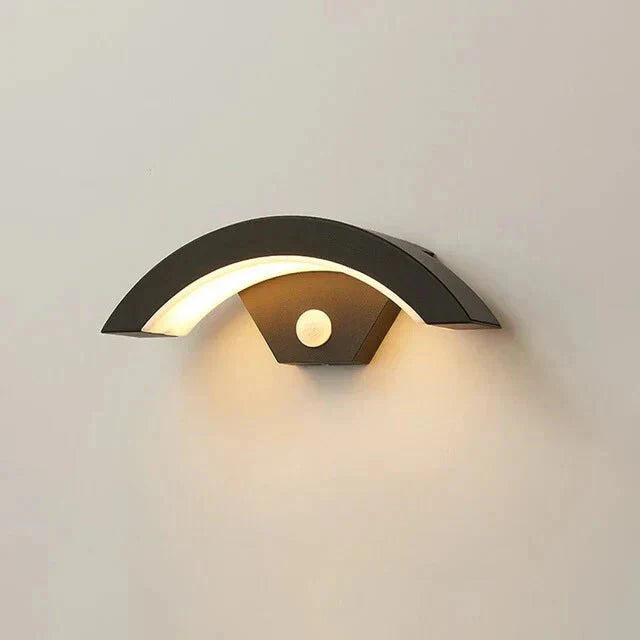 ArcSense Motion Sensor Outdoor Wall Light - Modern Curved LED Lamp