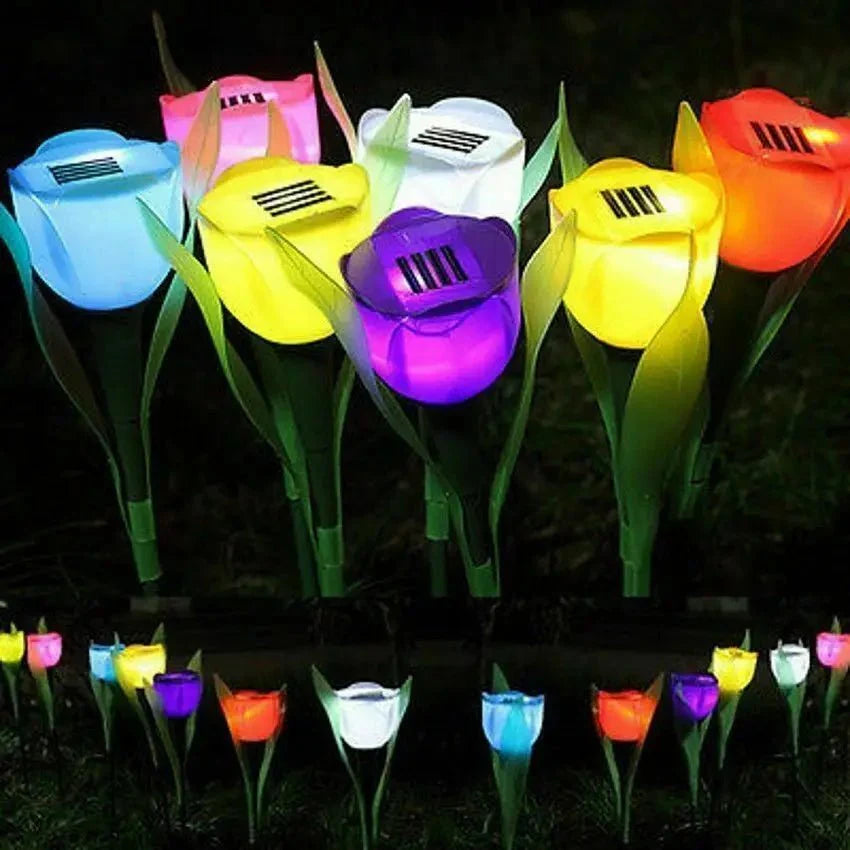 BloomGlow Solar Tulip Garden Lights - Colorful Outdoor Flower Lamps