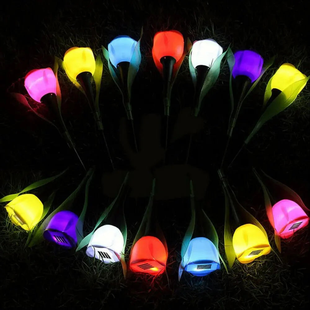 BloomGlow Solar Tulip Garden Lights - Colorful Outdoor Flower Lamps