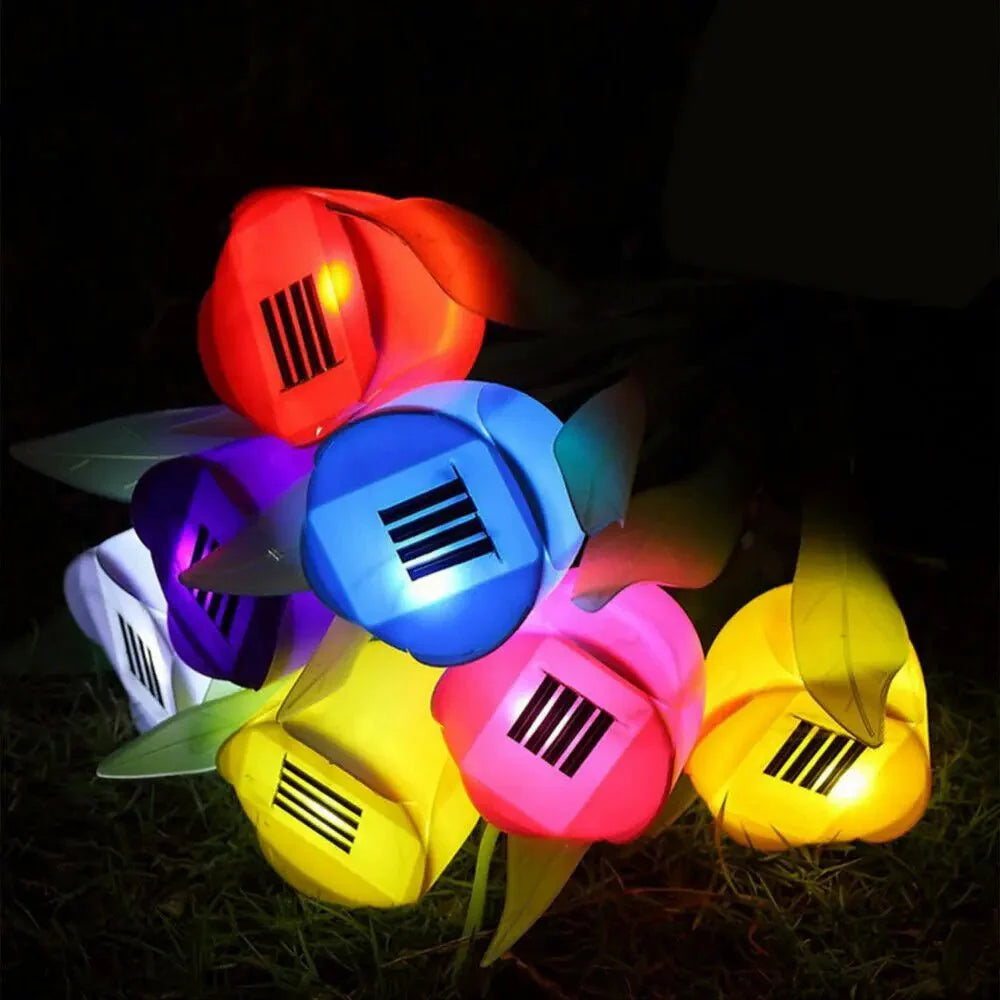 BloomGlow Solar Tulip Garden Lights - Colorful Outdoor Flower Lamps