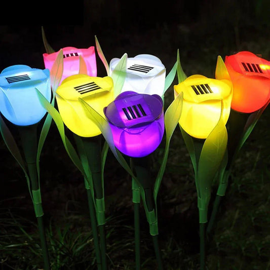 BloomGlow Solar Tulip Garden Lights - Colorful Outdoor Flower Lamps