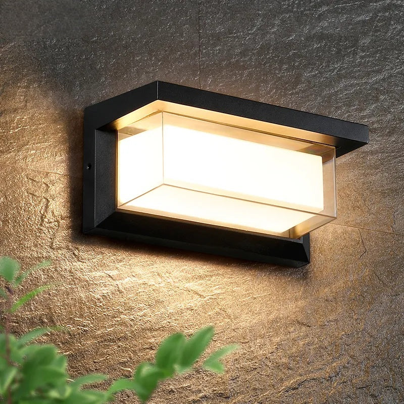 Outdoor Wall Light with Double Layer Lampshade