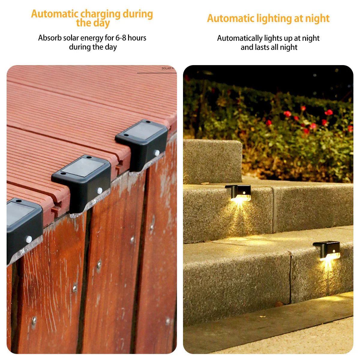 EcoGlow Solar Fence Lights - 4-Pack Weatherproof LED Outdoor Lighting