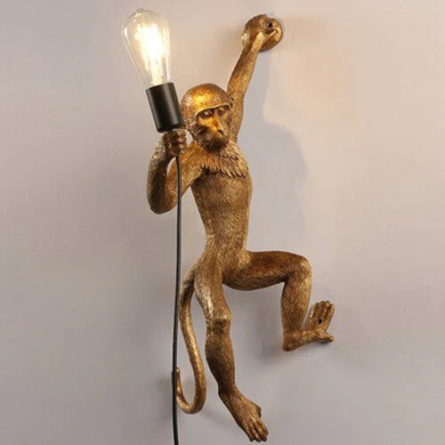 Gold Monkey Lamp Holder with Filament Bulb