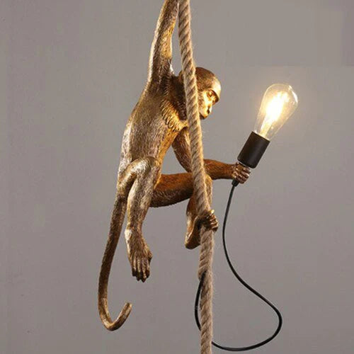 Gold Monkey Lamp Holder with Filament Bulb