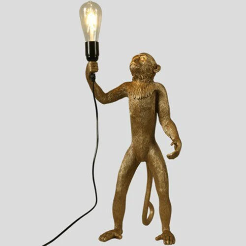 Gold Monkey Lamp Holder with Filament Bulb