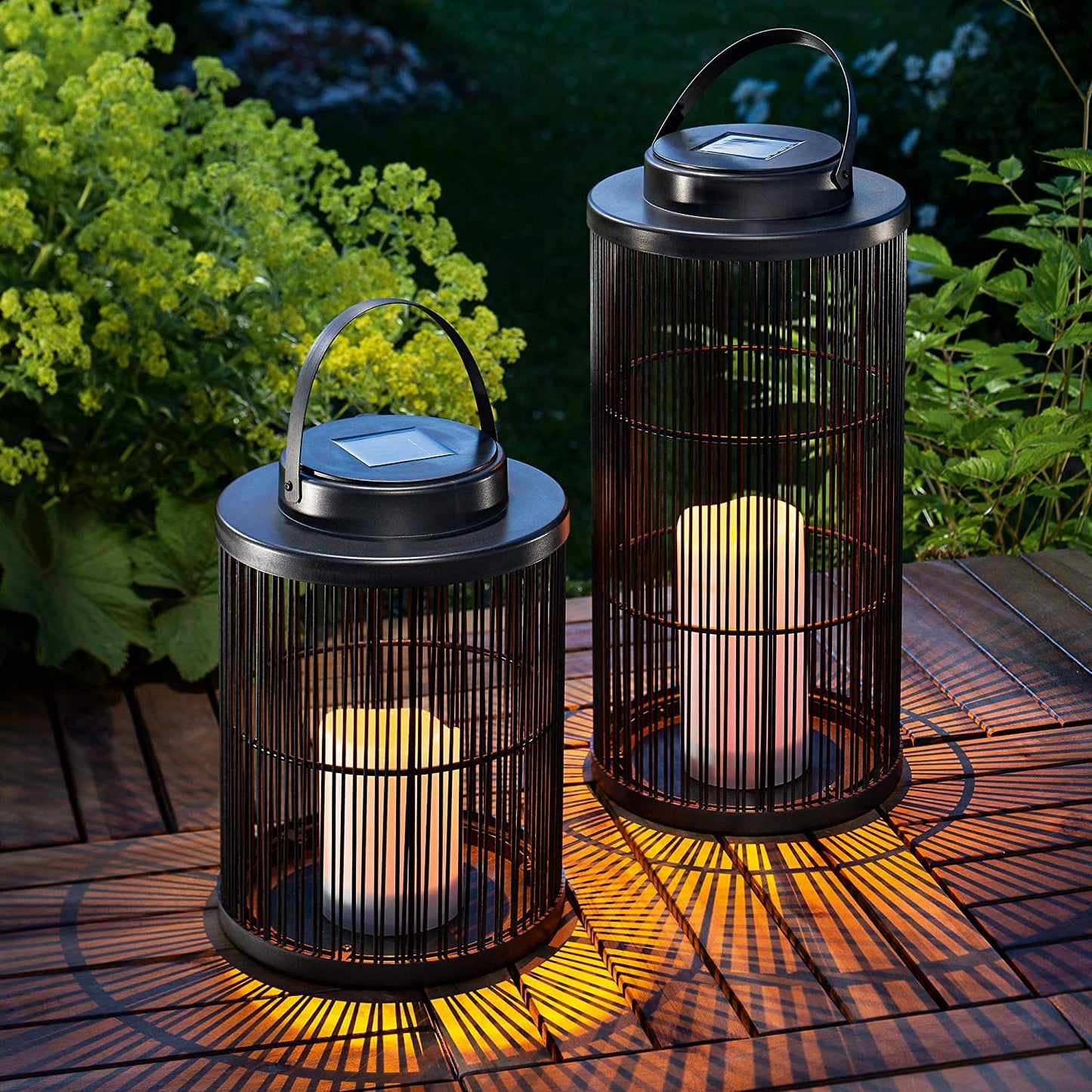 Solar-Powered Woven Lantern for Outdoor Spaces