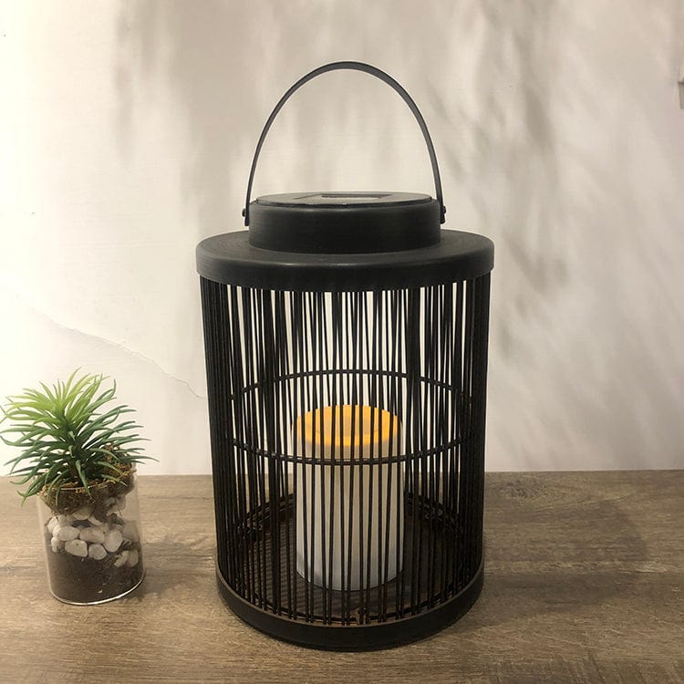 Solar-Powered Woven Lantern for Outdoor Spaces