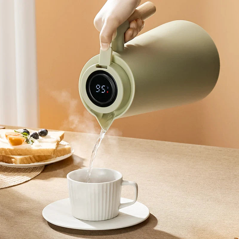 Thermal Jug with Temperature Display and Wooden Handle